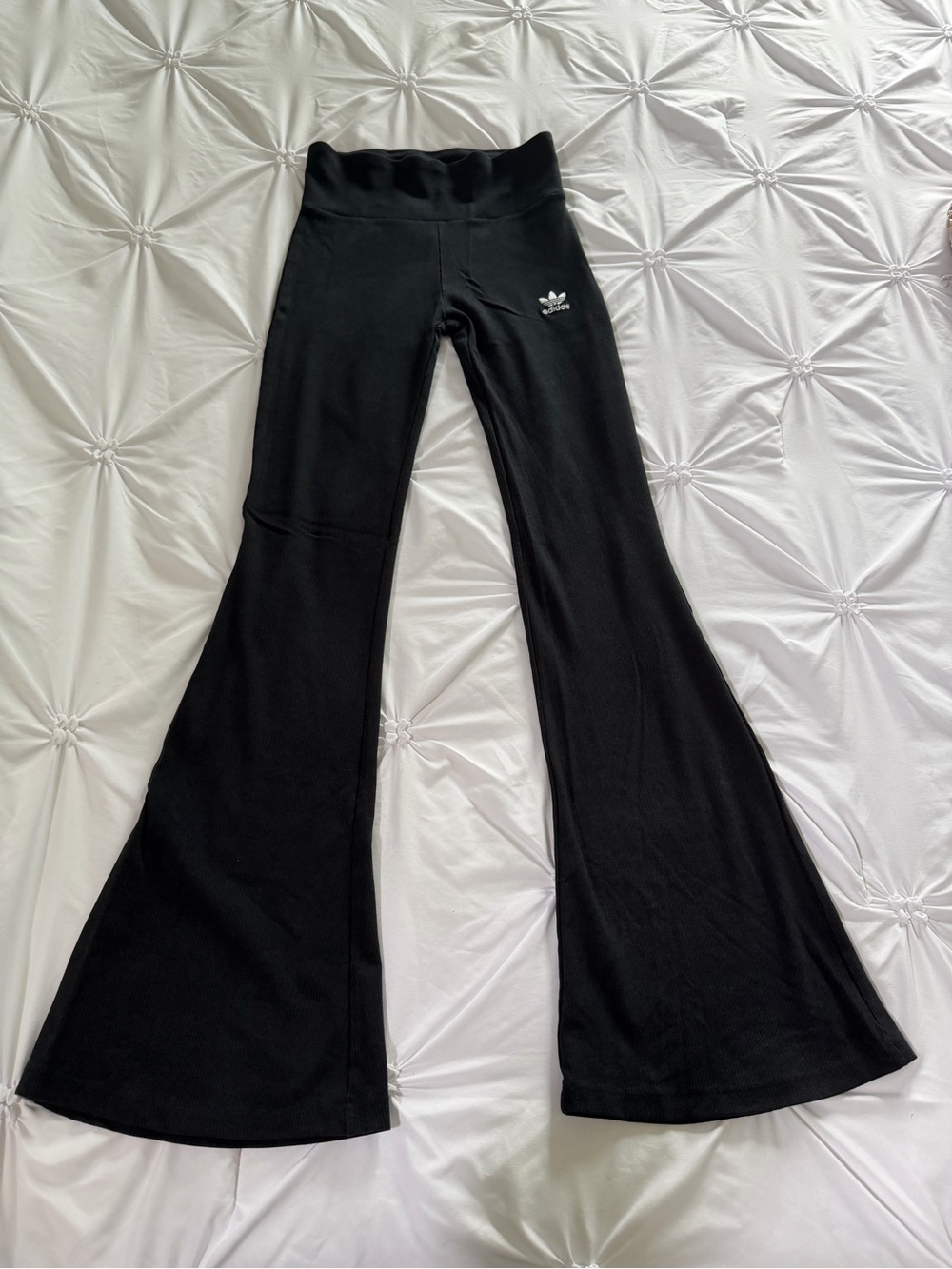 adidas Black Flared Women’s Long Leggings with Trefoil